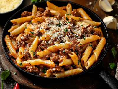 Tuscan Beefy Pasta Bake