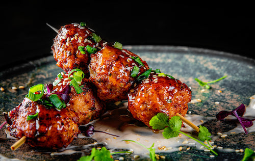 Korean BBQ Meatballs, Fried Rice, Broccoli