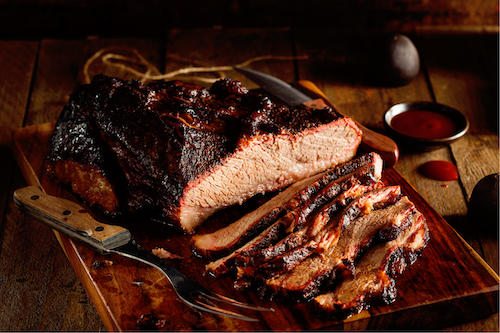 Pecan Smoked BBQ Brisket, Sausage, Ham Mac N Cheese, Veggies