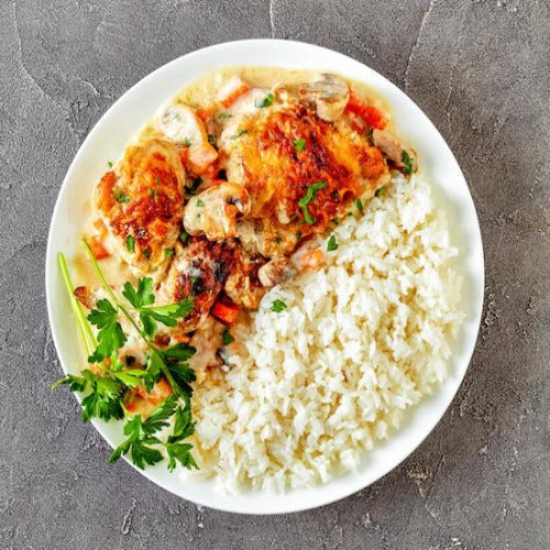 Chicken Fricassee with Rice and Vegetables