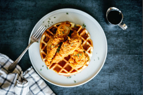 Southern Chicken, Waffles, Mashed Potatoes
