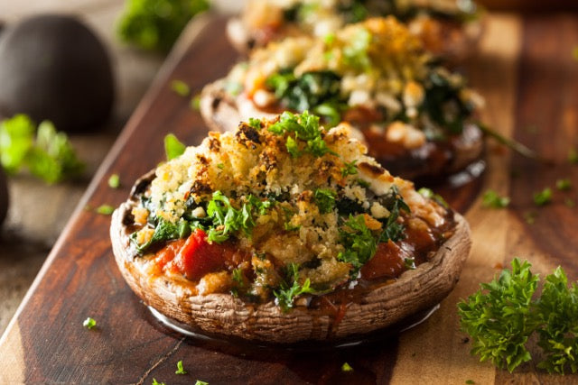 Crab Cake Stuffed Portabello Mushrooms
