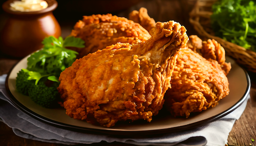 Cracklin' Chicken, Au Gratin Potatoes, Sweet Chili Green Beans