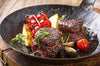 Grilled Filet Mignon Medallions, Loaded Mashed Potatoes, Veggies, Peppercorn Sauce