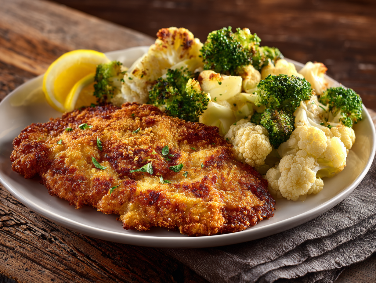 Lower Carb - Chicken Schnitzel, Sauteed Veggies