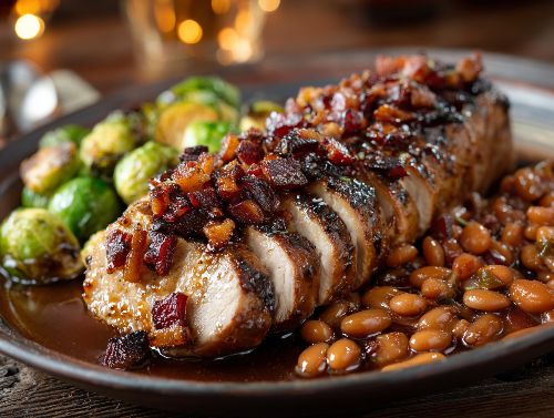 Southern Candied Bacon Pork Tenderloin with Maple Drizzle - NEW