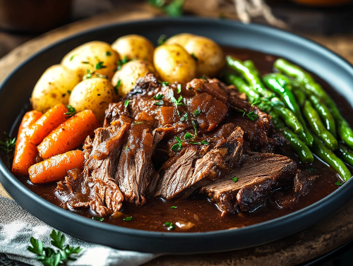 Gourmet Pot Roast, Red Skin Potatoes, Baby Carrots & Green Beans