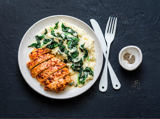 Creamy Chicken Florentine with Garlic Mashed Potatoes