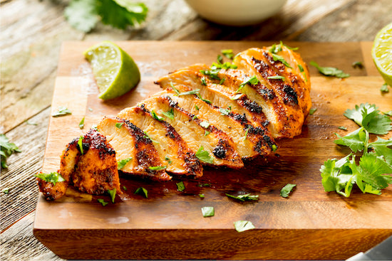 Honey Garlic Chicken, Sweet Potatoes, Sautéed Spinach. Our tender grilled chicken is seasoned with spices, basted with delicious honey garlic glaze, olive oil, house seasoning, paired with our delicious sautéed spinach and sweet potatoes