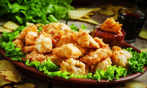 Popcorn Chicken & Waffle Fries