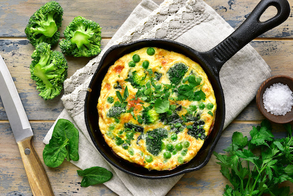 Our Spring omelette, is made with farm raised eggs, shredded chicken, sautéed spinach, tomatoes, broccoli, and cheese.