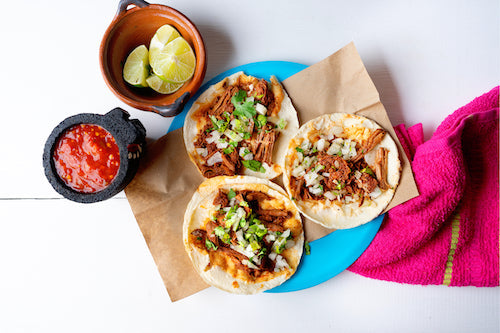 Tex Mex Shredded Beef Tacos with Queso and Salsa